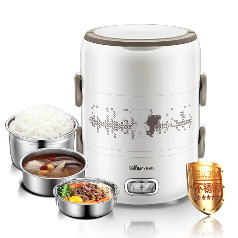 

Electric Lunch Boxes 3 Layers Pluggable Insulation Heating Cooking Stainless Steel Automatic Hot Meals Steamed Rice Cooker