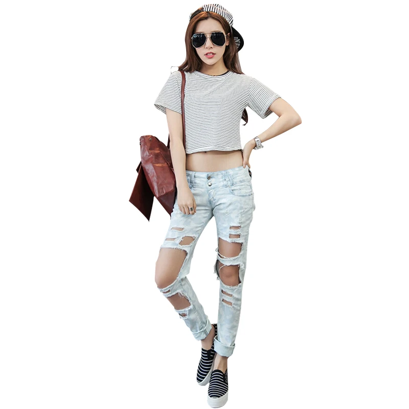 bleached distressed jeans