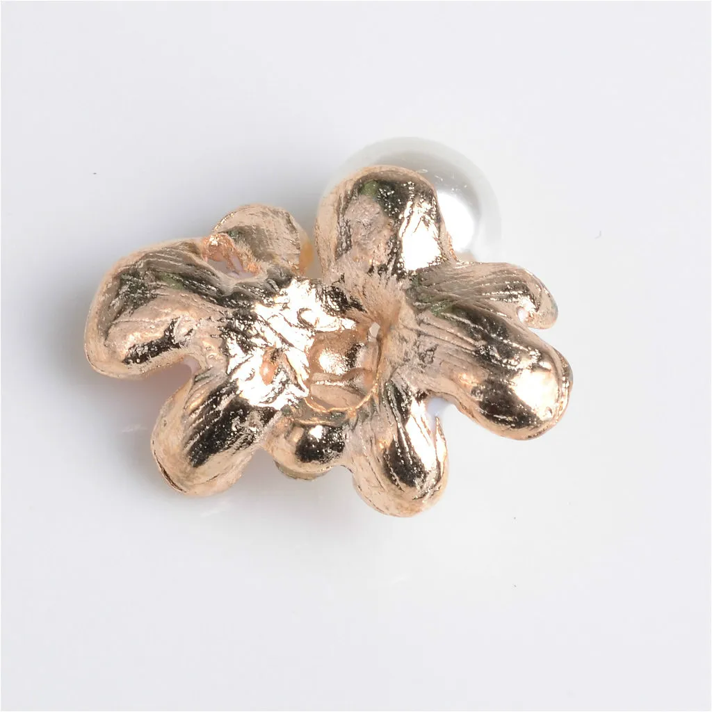 10X Pearl Flowers Buttons Flatback Embellishment for Wedding Bouquet Making Card Dress Decor DIY Headband Hair Bow Accessories