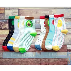 1 пара милых носков с 3D принтом для женщин, хлопковые носки с фруктами, женские носки, новый дизайн, весенне-осенние забавные носки Sokken