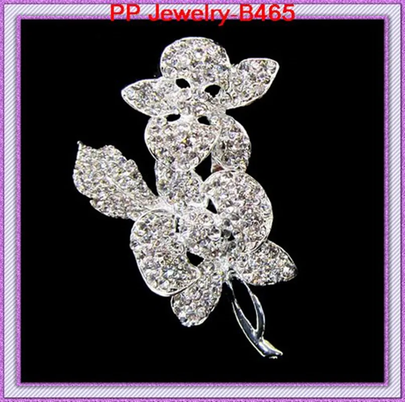 Silver plated clear crystal rhinestone jewelry brooches 120pcs/lot hot