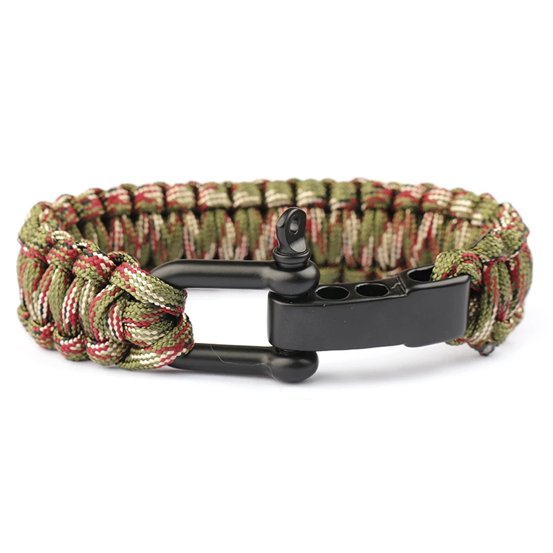 

Braided Pulseras Outdoor Camping Rescue Paracord Bracelets Parachute Cord Men Emergency Rope Black Survival Buckles Bracelet