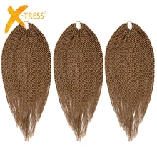 X-TRESS синтетические Сенегальские накрученные волосы 3 шт./упак. 18 20 22 дюймов термостойкие Омбре плетеные волосы для наращивания 81 прядь крючком косы