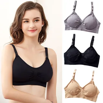 

3pcs Assorted Adjustable Seamless Maternity Nursing Breastfeeding Bra with Removable Spill Prevention Pads Pregnancy Woman