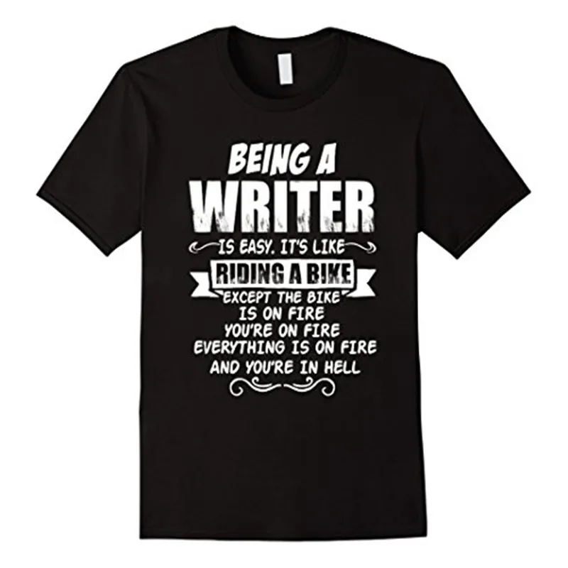 Мода 2017 Лето Быть Писателем Легко что это Как Езда Байкер Футболка Напечатаны