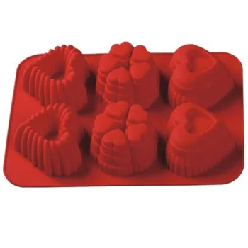 

32*23*4.2CM Large Silicone mould 6 cavity different heart shape fondant cake mold baking wear cake decorating tools