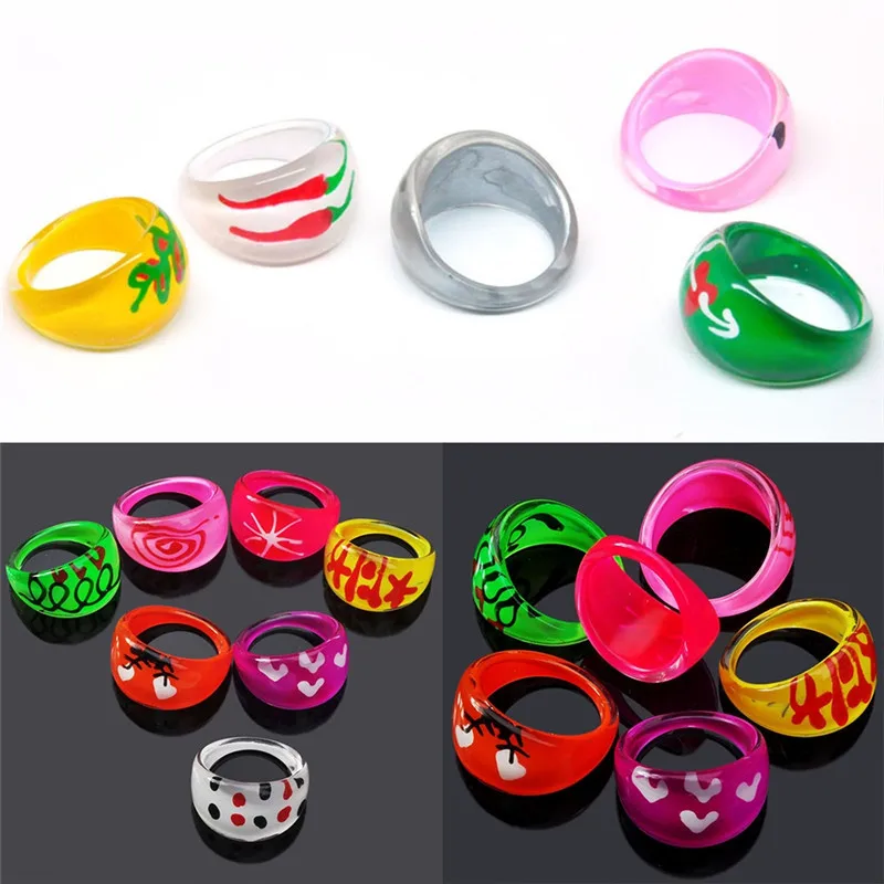 20 шт./лот, круглые полимерные краски, прекрасный микс, пластиковые Мультяшные кольца для мальчиков и девочек, разноцветные кольца для детей,, ювелирные изделия, подарки