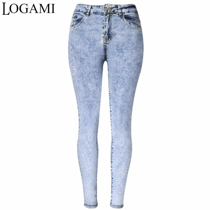 

LOGAMI High Waisted Stretch Jean Women Skinny Pencil Denim Pants Womans Jeans
