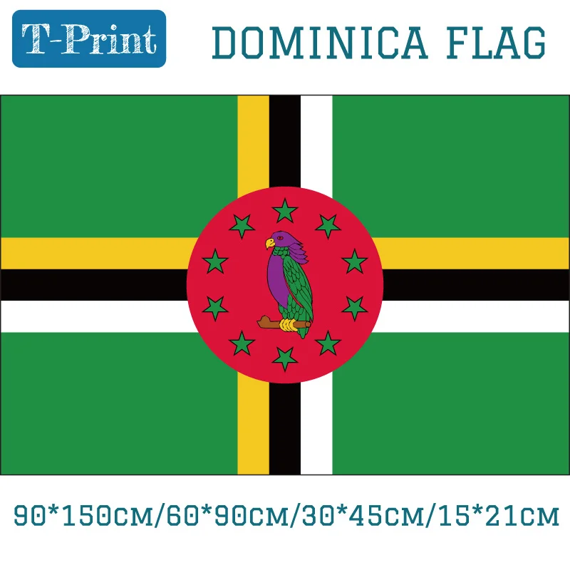 

Free shipping Dominica Flag 90*150cm/60*90cm/30*45cm/15*21cm 3x5FT Flying Flag Olympic Games Office