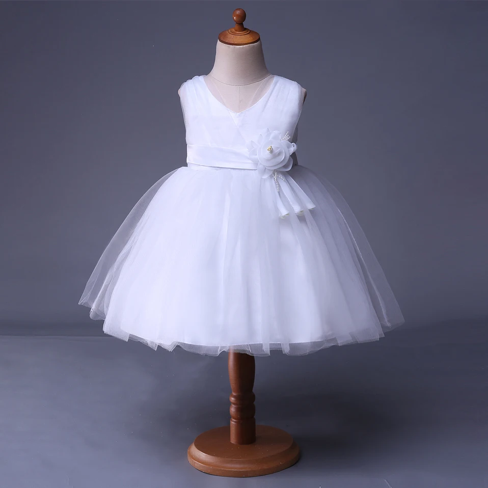 

Baby Girl White Dresses Princess Wedding Party Costume Tutu Dress Lace Flower Dress GD40418-12