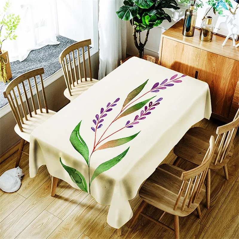 

Green Plant Tablecloth Creative Leaf Pattern Polyester Comfortable Waterproof Table Cloth Cover for Home