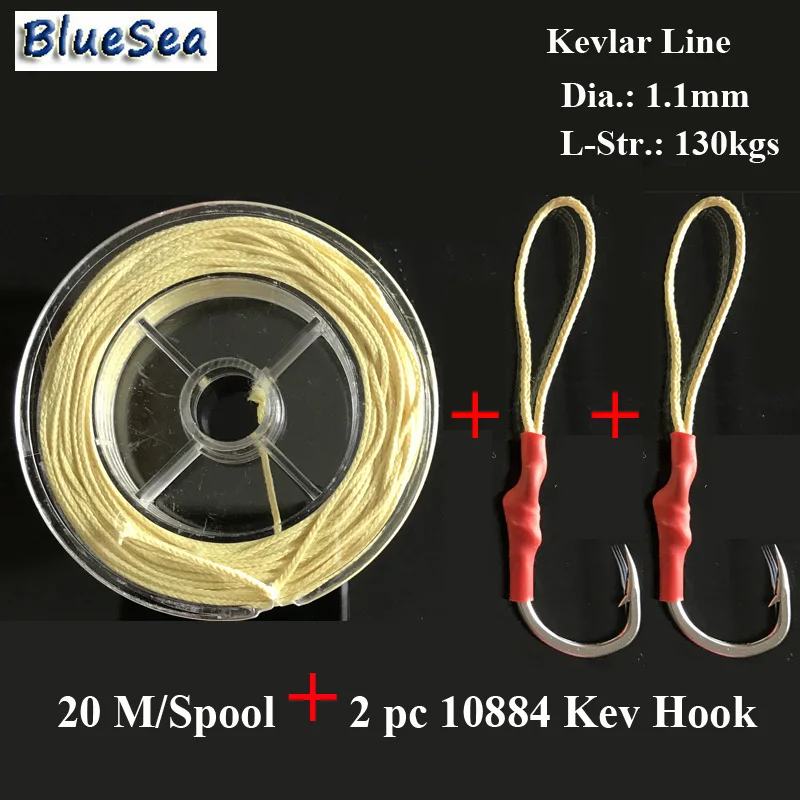 

BlueSea 20M/Spool 1.1MM 130 Kgs Assist Fish Hooks Assistant Hooks Kevlar Line Kevlar Fishing Line For Fish Hooks Higher Stronger