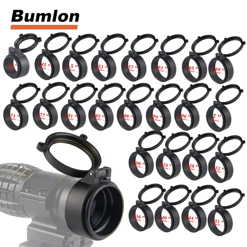 30-69MM Transparent Rifle Scope Lens Cover Flip Up Quick Spring Protection Cap Objective Lid for Airsoft Gun Caliber HT37-0072