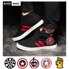 Супергерой Marvel из фильма Капитан Америка/танос/Железный человек высокие холщовые верх для студентов Персонализированная Мода A193291