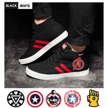 

Marvel Superhero Movie Captain America/Thanos/Iron Man high top canvas uppers student personalise fashion A193291