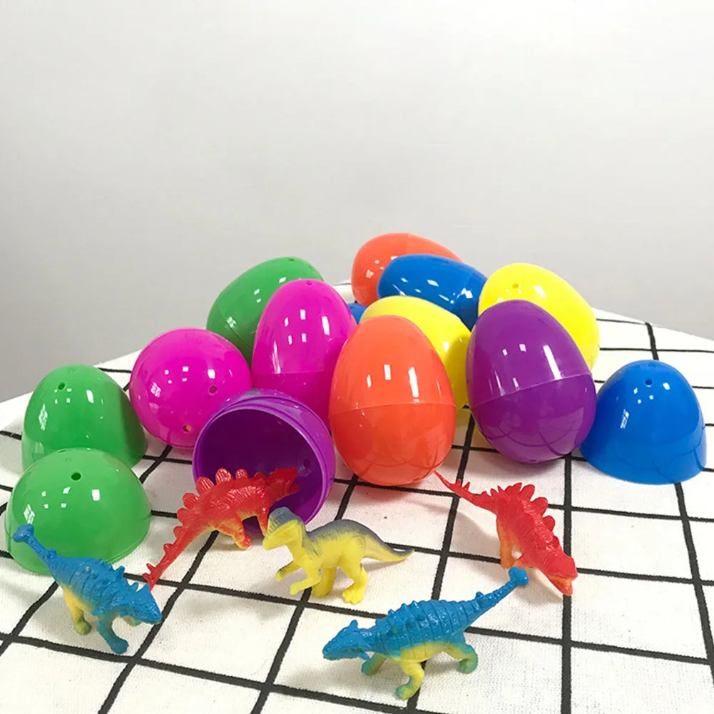 

12 PCs Craft Children Toys Plastic Mini Dinosaurs Home Decor Easter Eggs Cartoon Gift Colorful Animal Kid Festival Model Party
