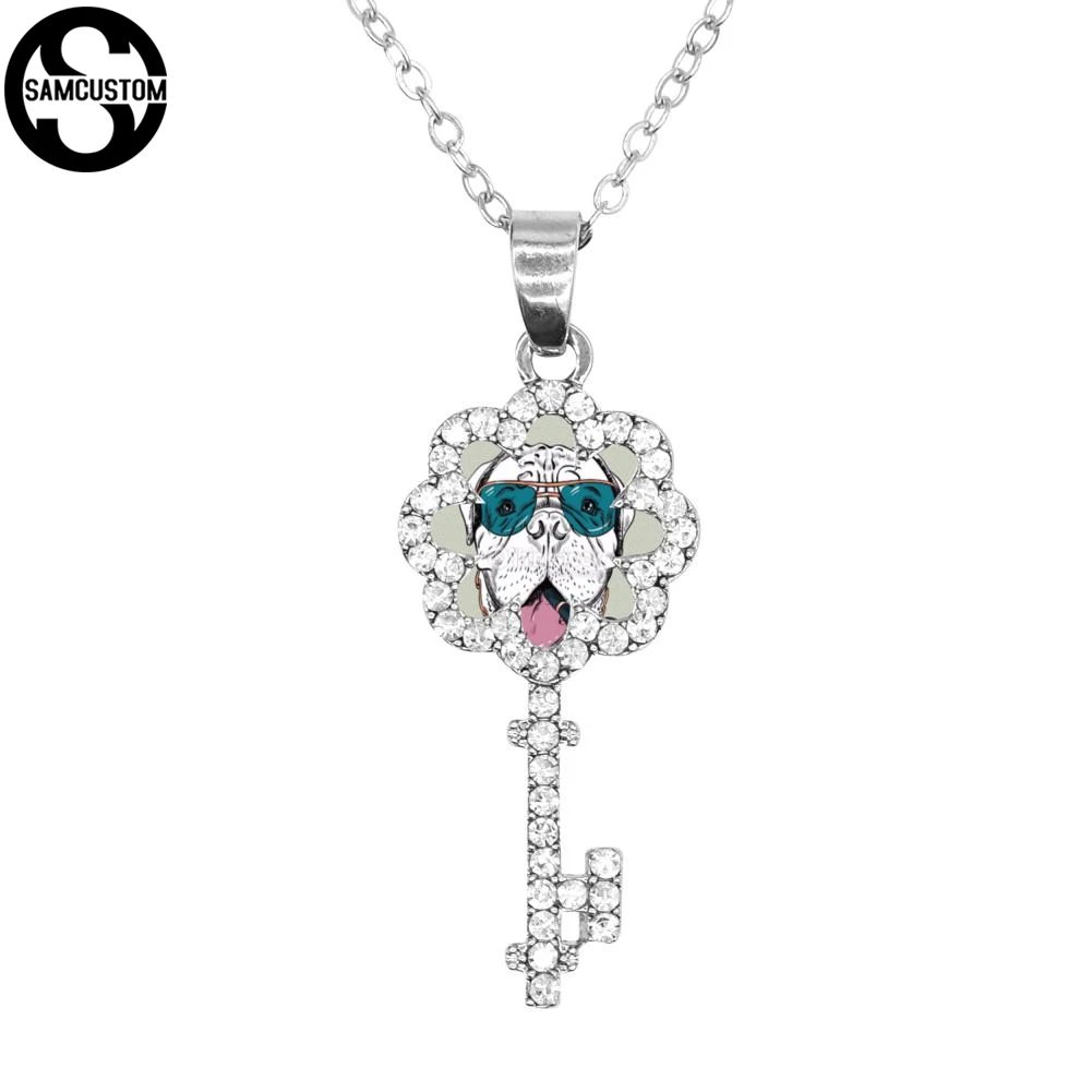 SAMCUSTOM Necklace Personality Key Stainless Smoking a pipe Pugs pug 3D Print Steel Women Necklaces Pendant Jewelry Female | Украшения и