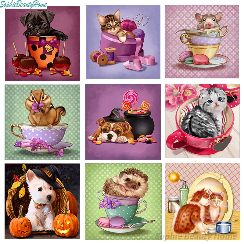 

2018 new 5D diamond diamond flower embroidered cross stitch embroidery Diy diamond animal series handicraft decoration