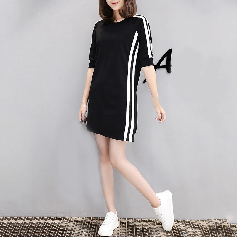 Летнее женское Повседневное платье большого размера в спортивном стиле с
