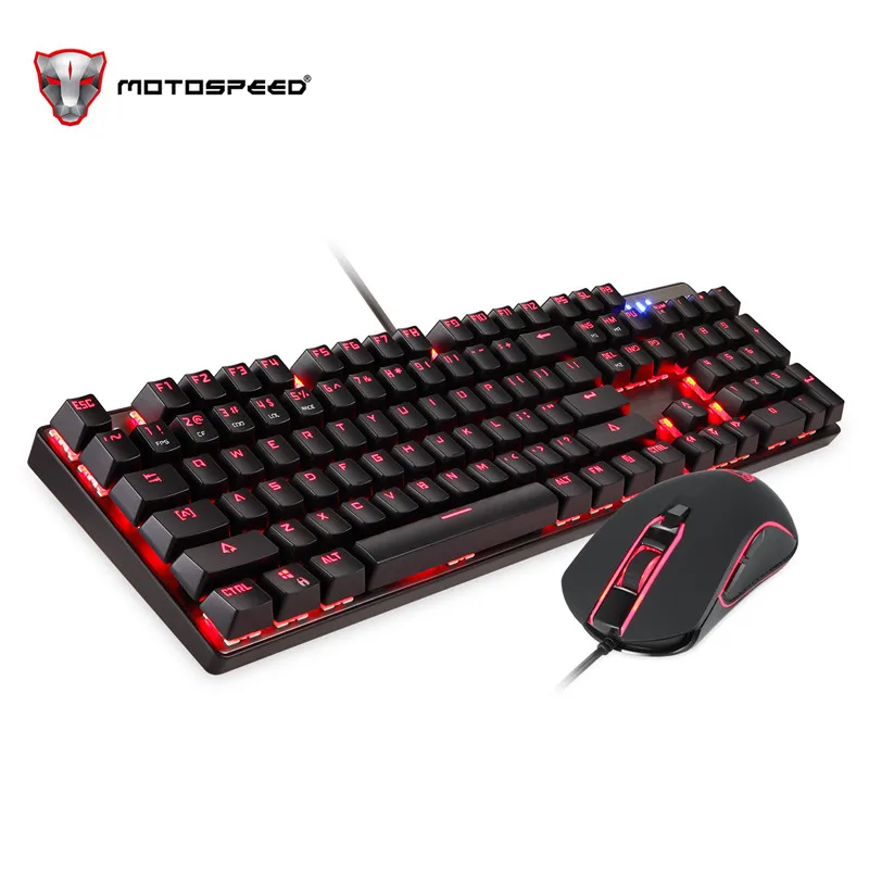 Motospeed Keyboard And Mouse Gaming Combo RGB Backlit Blue Switches USB PC CK888