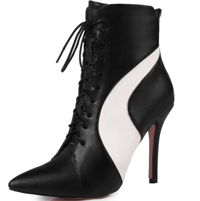 

Autumn and winter new fine and pointed front tether high heels boots,