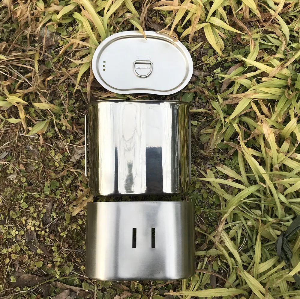 Outdoor Edelstahl Kantine Cup Herd Stand Camping Kochen