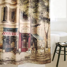 Bad Duschvorhang 183×183 cm Polyester Mode Erinnerte Wasserdichte Kaffee Haus Bad Dusche Vorhänge 1 STÜCK kostenloser versand