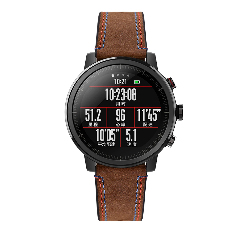 Кожаный ремешок для Xiaomi Huami Amazfit PACE Stratos Смарт-часы браслет для Xiaomi Amazfit ремешок из натуральной кожи ремень 22 мм