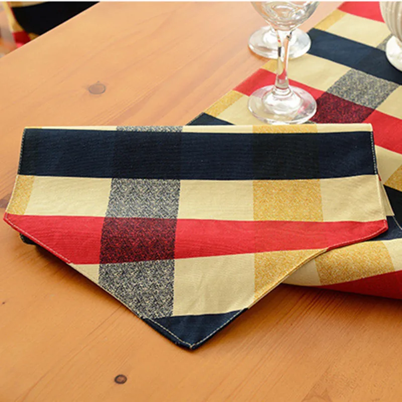 English Style 2 Color Pure Cotton Plaid Table Flag Cloth Dust Cover End Of Bed Table Runner Hotel Home Dinner Table Cloth Decor English Style 2 Color Pure Cotton Plaid Table Flag Cloth Dust Cover End Of Bed Table Runner Hotel Home Dinner Table Cloth Decor