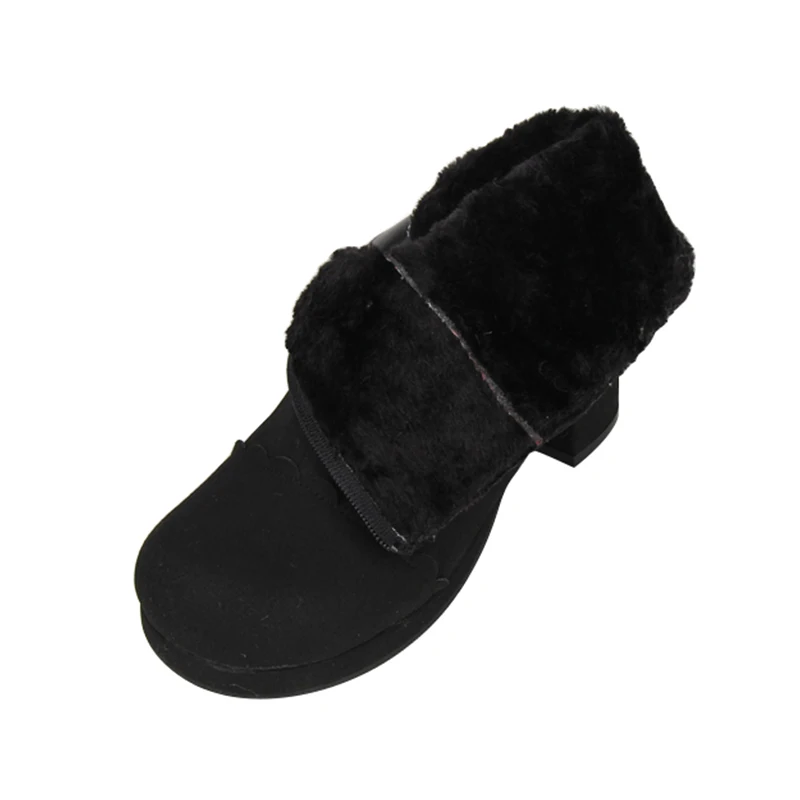 Lady Mentions Chaussures Moto Légales Mi Femmes Mori Bottes Courtes 47 Talons Pompes Flock Femme Angéliques Courte Peluche Fille Black Lolita Chaud Cheville 8wdX5q
