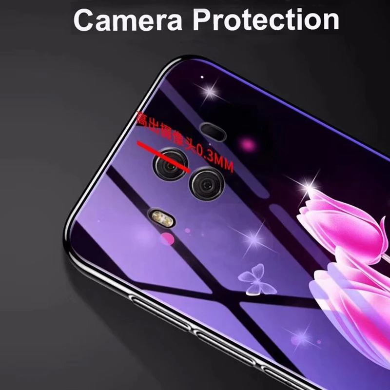 Чехол из закаленного стекла с цветами для Huawei Honor 8 8X V9 10 Y9 Y5 2018 Mate 20 Lite P20 P10 P9 2017 Nova 3