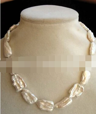 

~~ 11.24 freshwater pearl white biwa baroque reborn keshi necklace 17" nature Discount AAA