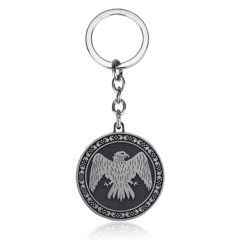 Игра престолов House Stark Baratheon Lannister Targaryen Arryn Tully Martell Tyrell Greyjoy брелок для ключей со значком - Цвет: Silver516