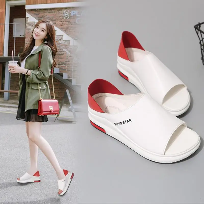 

Fashion Women Sandals Spring Summer Platform Sandal Shoes Woman Peep Toe Leather Casual Beach Sandalias Mujer Plus Size 35-42