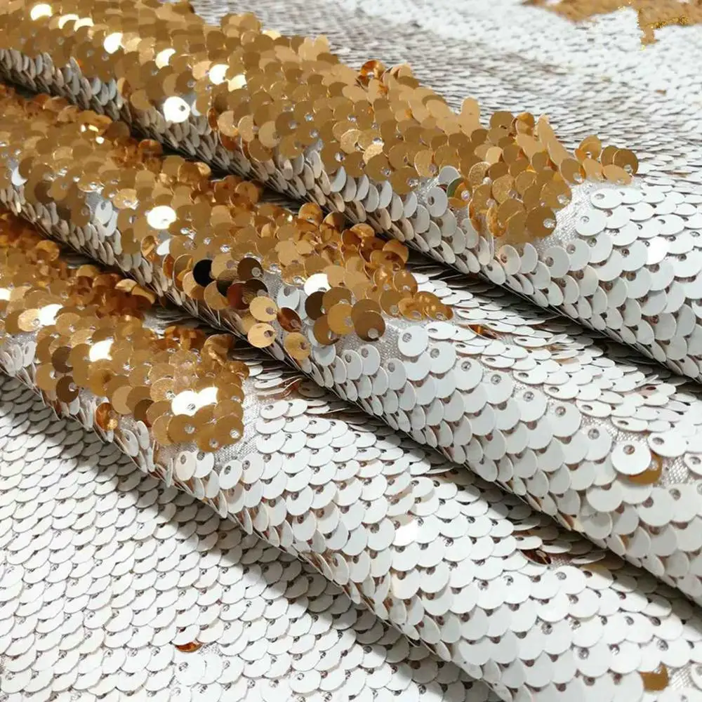

B·Y 1yard White to Rose Gold Reversible Mermaid Fish Scale Sequin Fabric Sparkly Fabric For Dress Bikini Pillow Clothes Backdrop