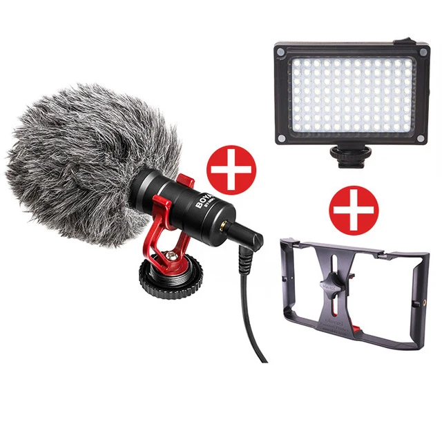 Беспроводной микрофон BOYA BY-MM1 конденсаторный камера студийный видео микрофон для iPhone X dslr canon sony andoid PK BM Rode - Цвет: add Rig and Light