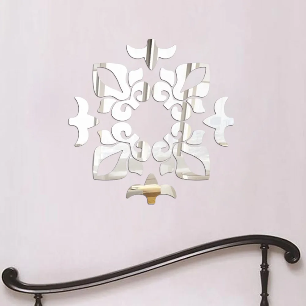 

HOT! Selling Creative Abstract Acrylic Style 3D Wall Stickers Mirror Ceiling Wall Mirrors Silver Drop Shipping Jan10