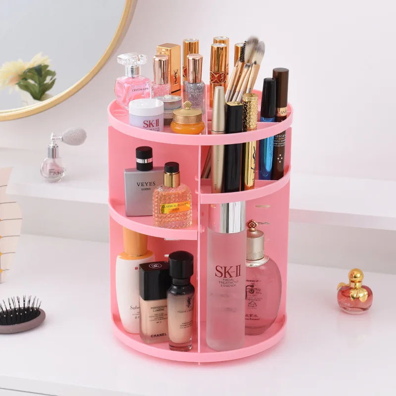 New Fashion 360-degree Rotating Makeup Organizer Jewelry Storage Box Shelf Brush Holder Jewelry Organizer Case
