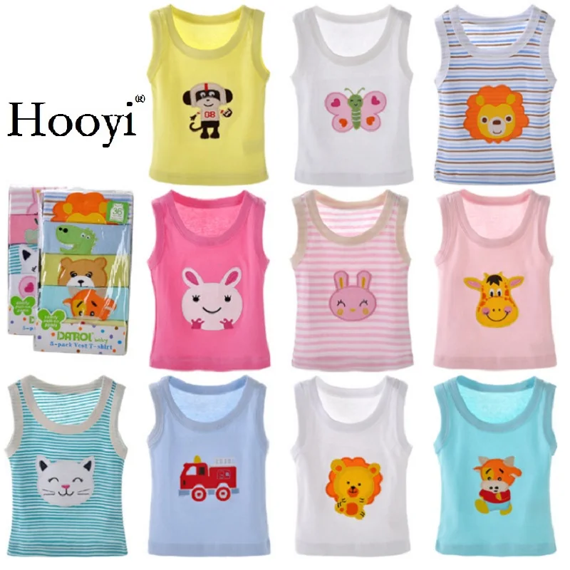 Top 5PCS Cotton Crianças Vest Meninos Camisetas