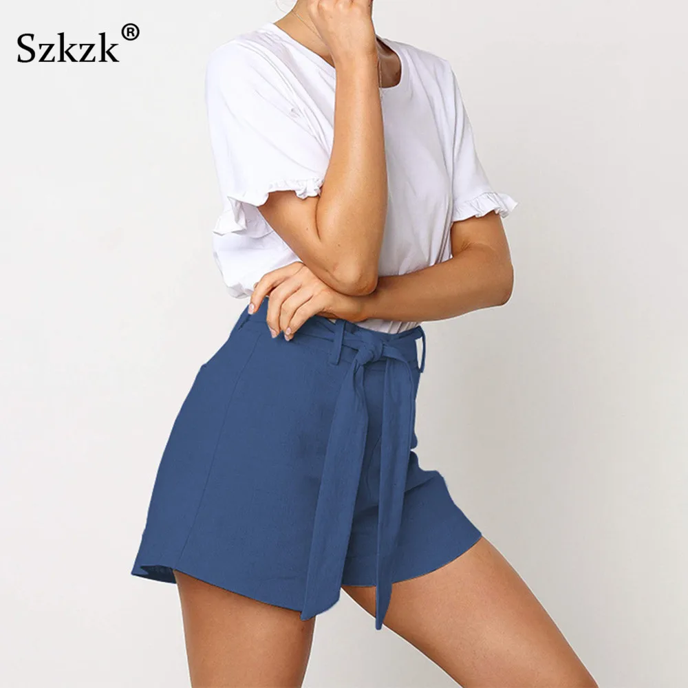 Szkzk Short Women 2019 Summer Casual High Waist Loose Drawstring Female Bottoms Yellow Blue Orange Fitness Lady Short Pant Szkzk Short Women 2019 Summer Casual High Waist Loose Drawstring Female Bottoms Yellow Blue Orange Fitness Lady Short Pant