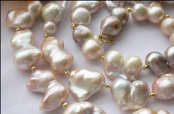 

huij 001869 huge 35" 22mm baroque lavender pink keshi reborn pearl necklace