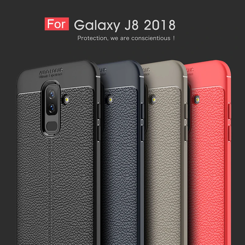 Luxury Slim Soft TPU Case for Samsung galaxy J8 2018 Leather Design