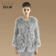 2016 New Fashion Real Turkey Fur Coat For Women Nature Turkey Fur Jacket 100% Genuine Fur Outwear