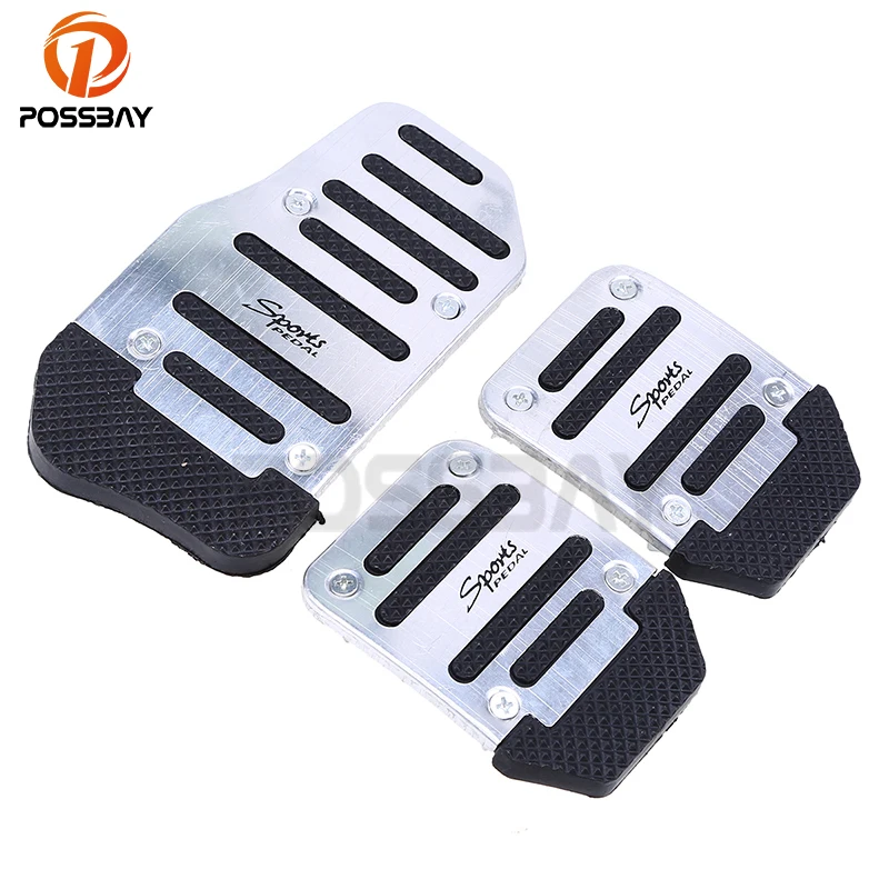 

POSSBAY Universal Silver and Black Non-Slip Car Pedal Cover Set Kit Car Pedal Brake Pedal Clutch Pedals Automobiles Accelerator