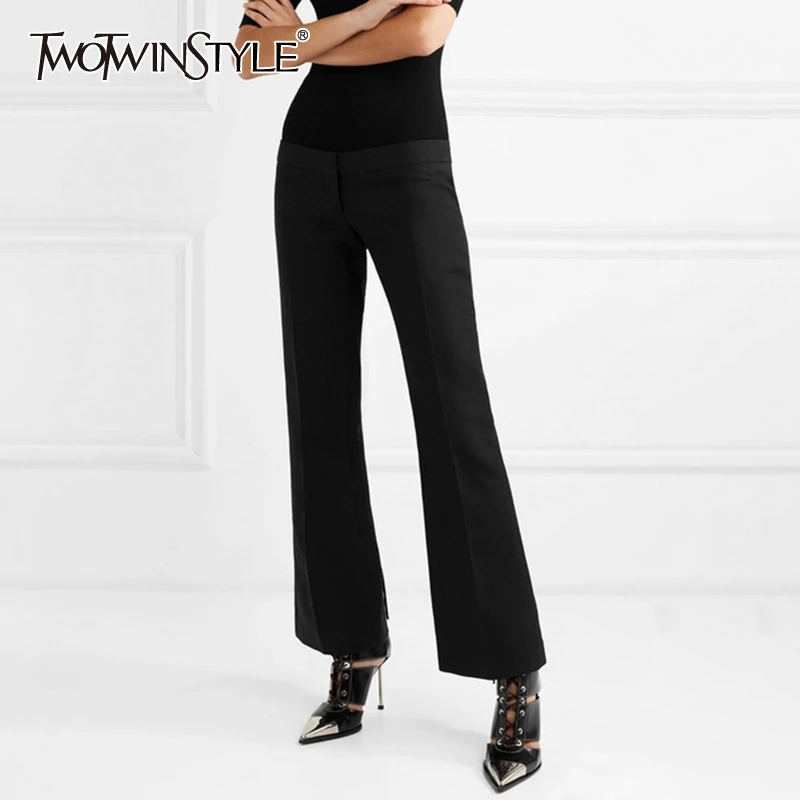 TWOTWINSTYLE летние расклешенные брюки для женщин с высокой талией повязки большой размер элегантный Брюки Женская модная одежда Новинка 2019