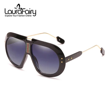 

Laura Fairy Fashion Oversize Pilot Sunglasses Goggles Multi-Color Material Patchwork UV400 Cool Sun Glasses for Men Women 2018