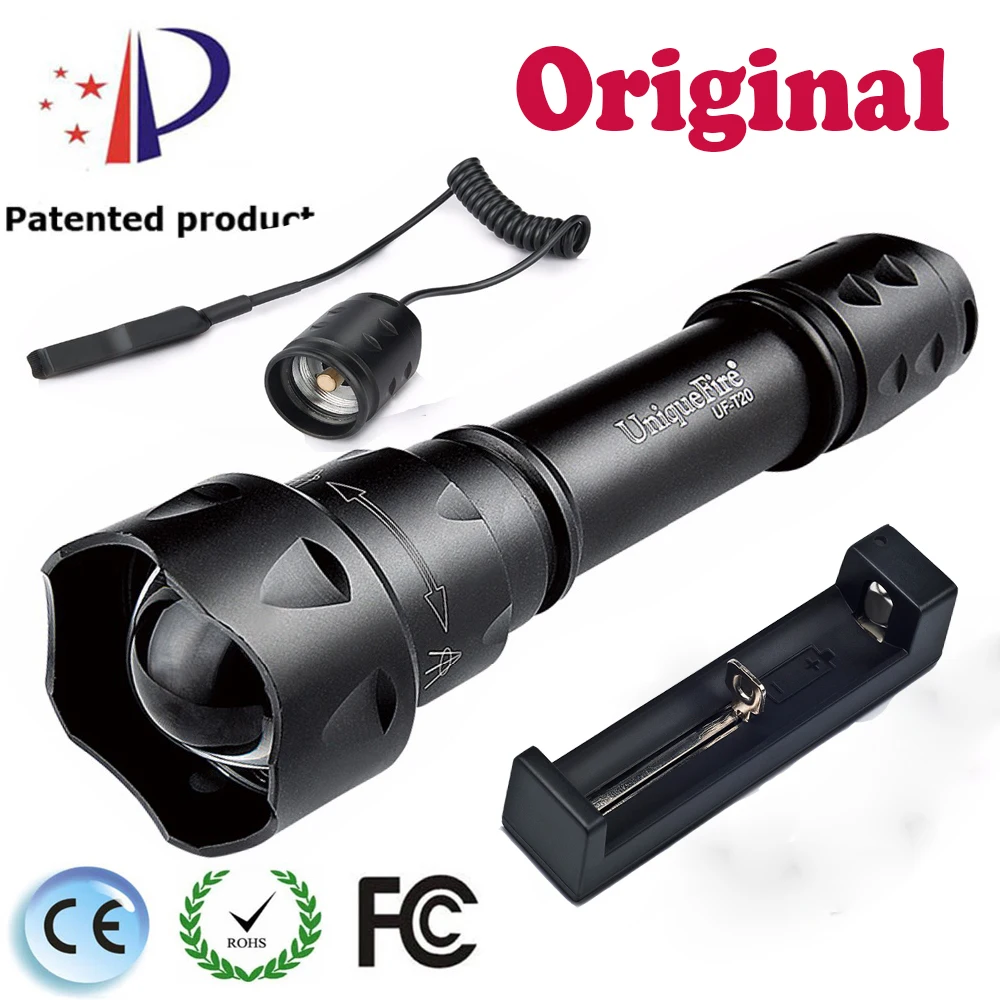 

UniqueFire UF-T20 IR850nm LED Infrared Torch 3 Modes Zoomable Flashlight+Charge+Pressure Swith Torch Set