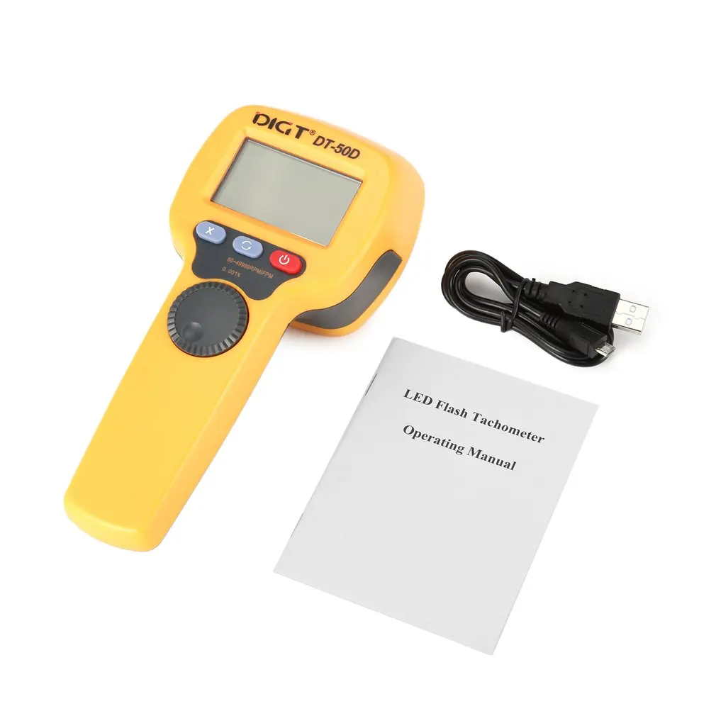 

DIGT DT-50D 7.4V 1100mAh 60-49999 Strobes/min 750LUX Handhold LED Stroboscope Rotational Speed Measurement Flash Velocimeter