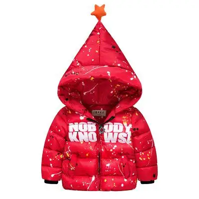 Г. зимнее пальто для мальчиков и девочек хлопковая куртка для девочек и мальчиков одежда для малышей с буквами и пятиконечной звездой верхняя одежда JJ0017 - Цвет: Красный