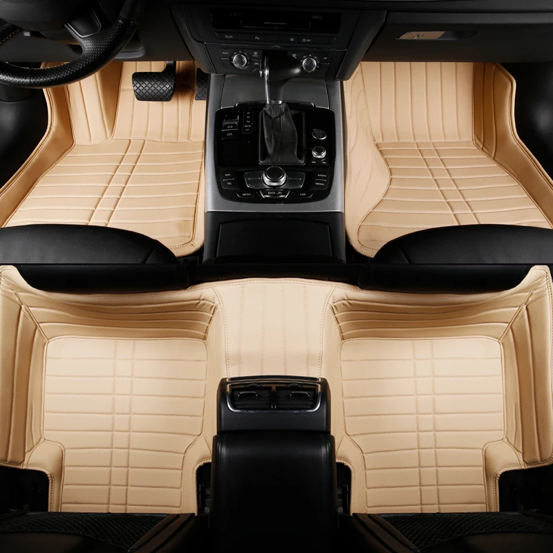 Strip beige car floor mat